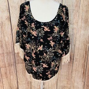 Women’s Jay Bird Print Fringe Blouse